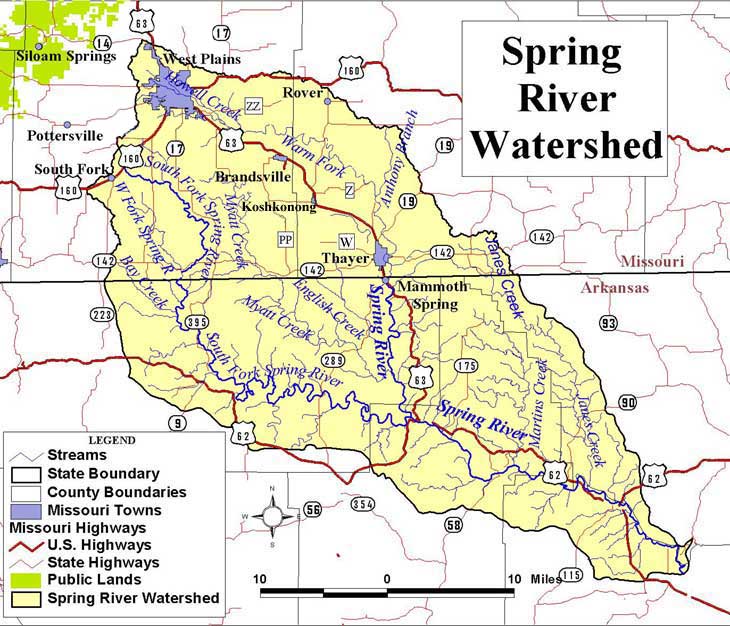 Spring River Watershed Map